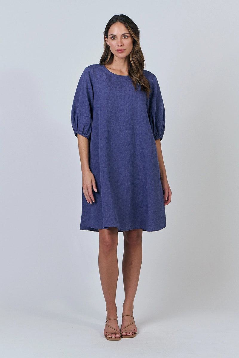 Naturals by O&J - Linen A Linen Dress-Blueberry