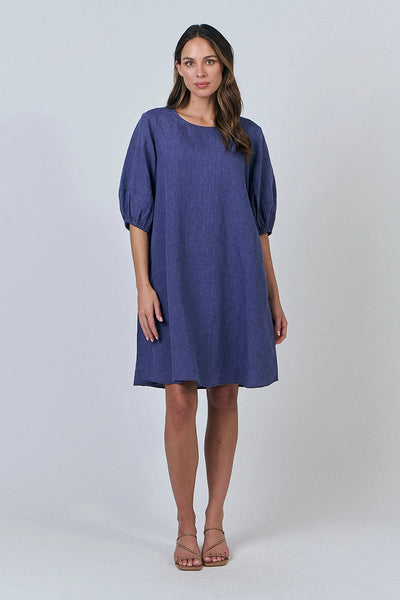 Naturals by O&J - Linen A Linen Dress-Blueberry