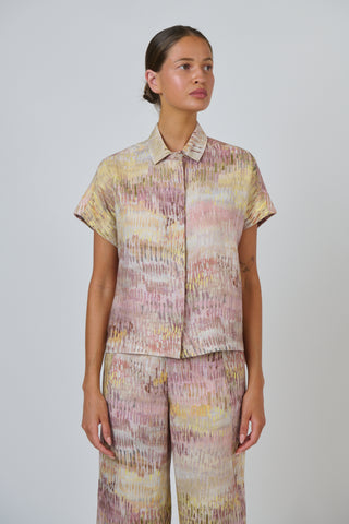Naturals by O&J - Linen Button Down Collared Top - Jardin