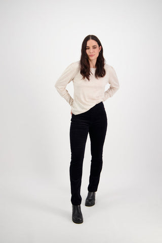 Vassalli - Slim Leg Full Length Pinwale Cord Pull On - Midnight
