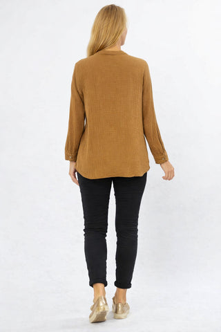 La Strada - Cotton Frill Muslin Top - Tabacco