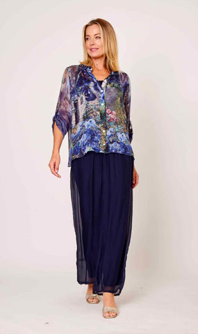 La Strada - Silky Lined Pants - Navy