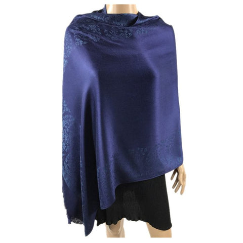 AUTN - Double Sided Paisley Border Wrap - Navy - P91322-8Nvy