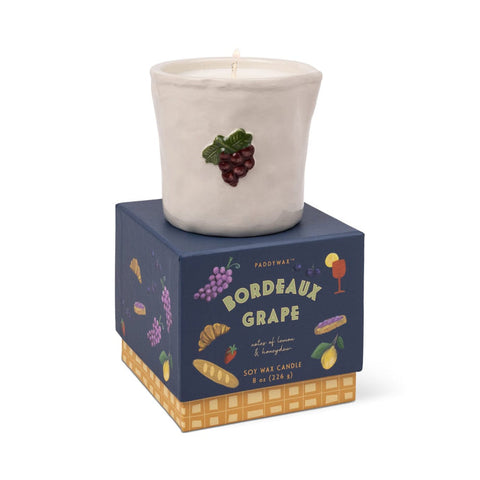 Paddywax - Bistro Embossed Ceramic Boxed Candle- Bordeaux Grape