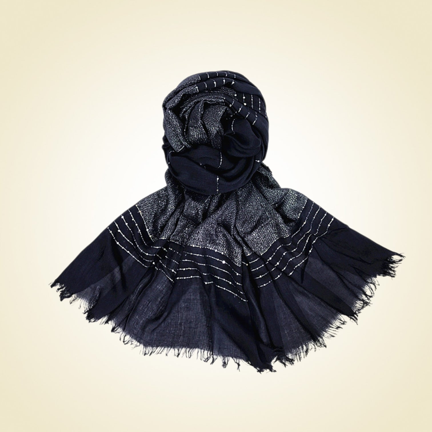 AUTN - Silver Lurex & Sequin Scarf - Navy