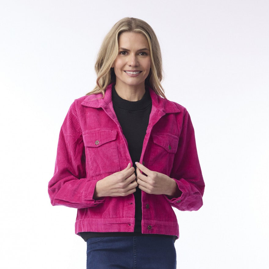Orientique - Cord Biker Jacket - Deep Pink