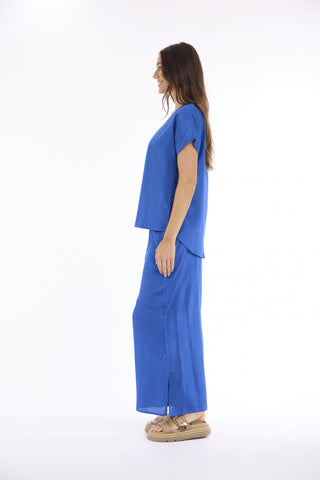 Escape by OQ - Lux V Neck Top - Blue