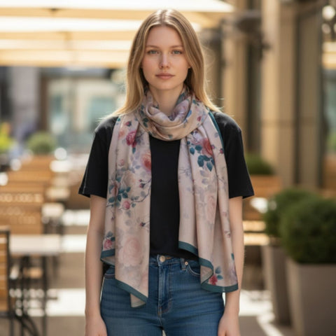 Melange - Rose Garden Silk Scarf - Multi