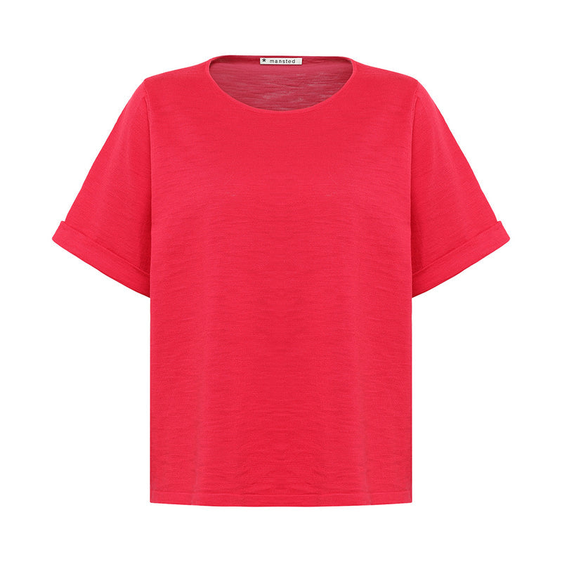 Mansted - Kat Organic Cotton Slub T Shirt - Raspberry