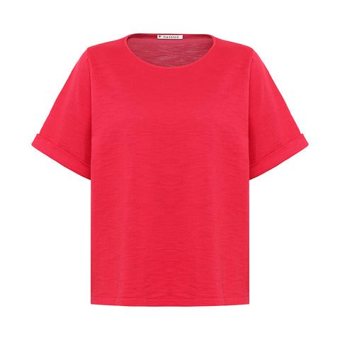 Mansted - Kat Organic Cotton Slub T Shirt - Raspberry