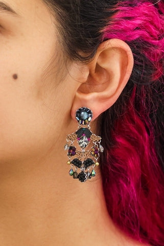 Ayala Bar - C2373 Obsidian Set, Chic Black Earrings - Raven