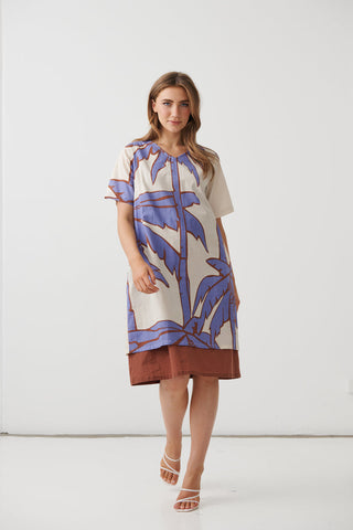 Holmes & Fallon - A Line Double Layer Palm Dress  - Lilac