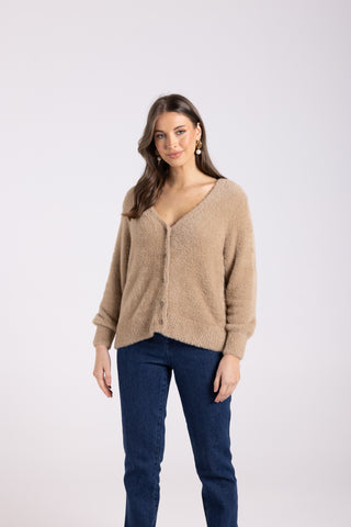 Two T's - Fluffy Cardigan - Oat
