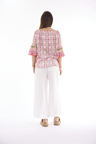 Escape by OQ - Maalti Frill Sleeve Top - Pink