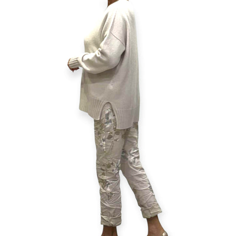 La Strada - Floral Print Pants - Beige