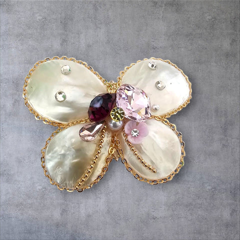 MCLuxe-Celeste Bloom- Exquisite butterfly shell brooch -X00254