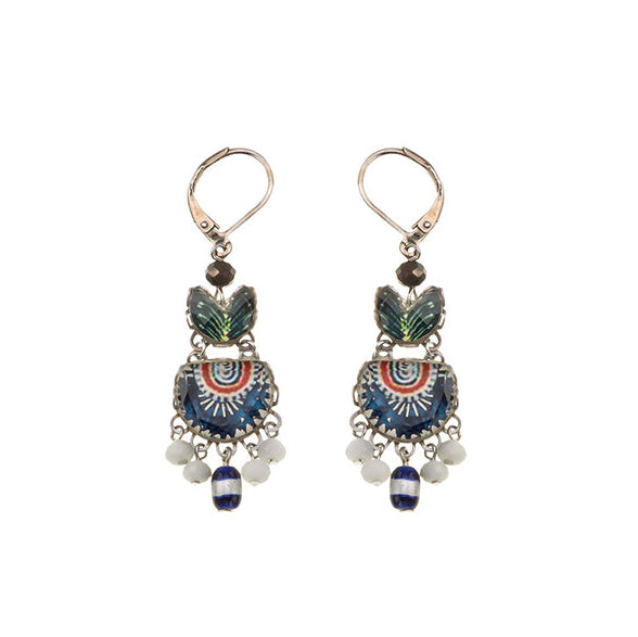 Ayala Bar - R24176 Blue Domes Set - Blue Hanging Earrings - Hera