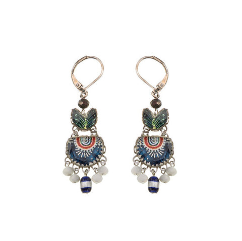 Ayala Bar - R24176 Blue Domes Set - Blue Hanging Earrings - Hera