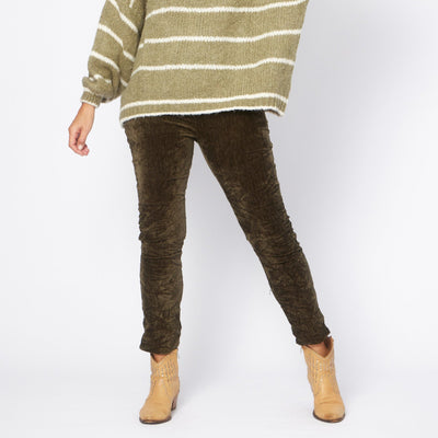 La Strada - Crushed Pant - Military