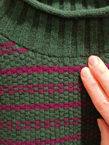 JJSisters - Cotton Blend Stripe Jumper - Forest/ Fuchsia
