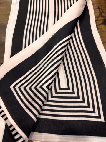 Double-Sided Silk Skinny Scarf - Black and White