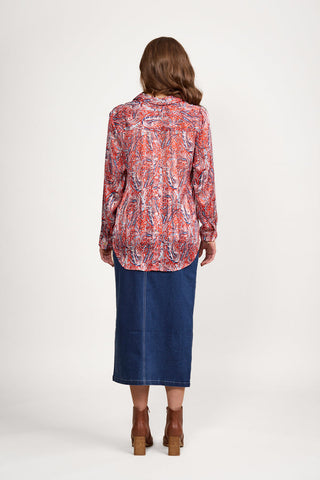Vassalli - Long Sleeve Shirt with Button Placket Back - Blaze