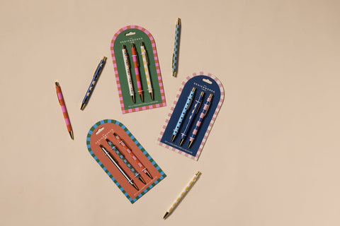 Designworks Ink - A Dopo Set of 3 Ballpoint Pen - Stripes & Checks