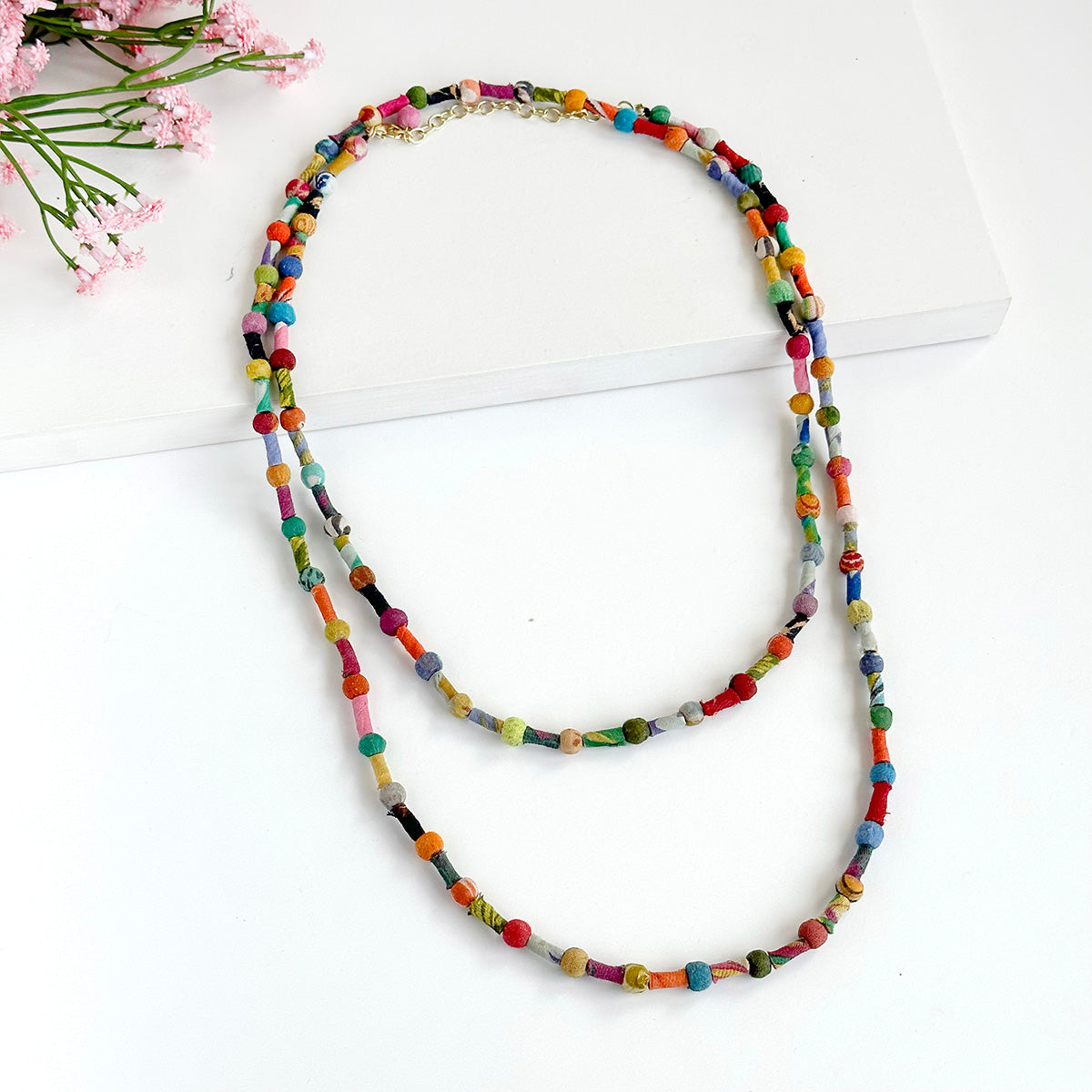 WorldFinds - Scrolled and Dotted Kantha Necklace