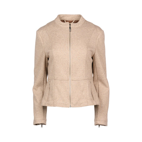Vassalli - Long Sleeve Lined Zip Up Jacket with Front Zip detailing - Dune