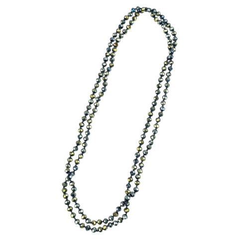 MCLuxe - Hand knotted Glass Crystal Bead Necklace - Deep Green