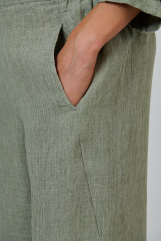 Naturals by O&J - Wide Leg Linen Pant- Artichoke