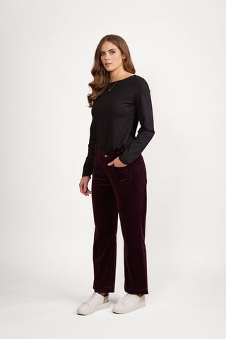 Vassalli - Wide Leg Ankle Grazer Pant - Mulberry