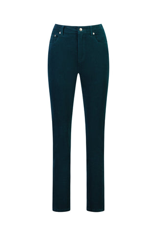 Vassalli - Narrow Leg Full Length Pinwale Cord Pant - Peacock