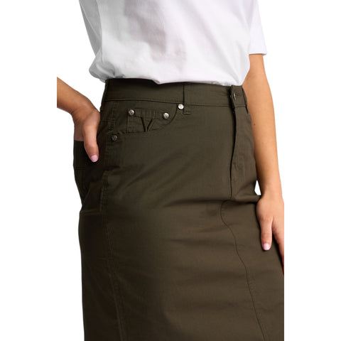 Vassalli - Poppy Popin Knee Length Skirt - Khaki