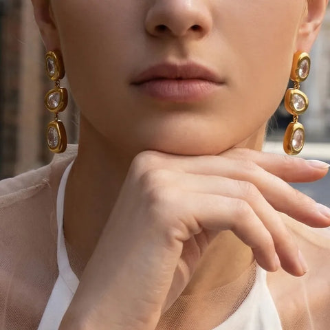 MCLuxe - Seraphine 18K Gold Plated Zircon Drop Earrings – Waterproof Stainless Steel