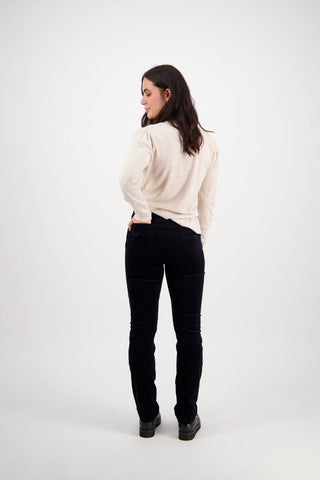 Vassalli - Slim Leg Full Length Pinwale Cord Pull On - Midnight