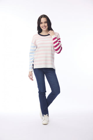 Orientique - Reversible Knit Cotton Jumper - Denim Block