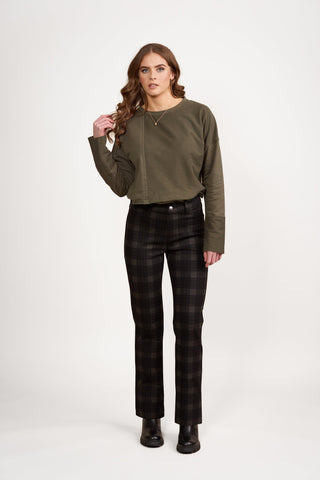 Vassalli - Slim Leg Full Length Printed Ponti Pant with Fly - Oak