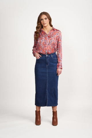 Vassalli - Long Sleeve Shirt with Button Placket Back - Blaze