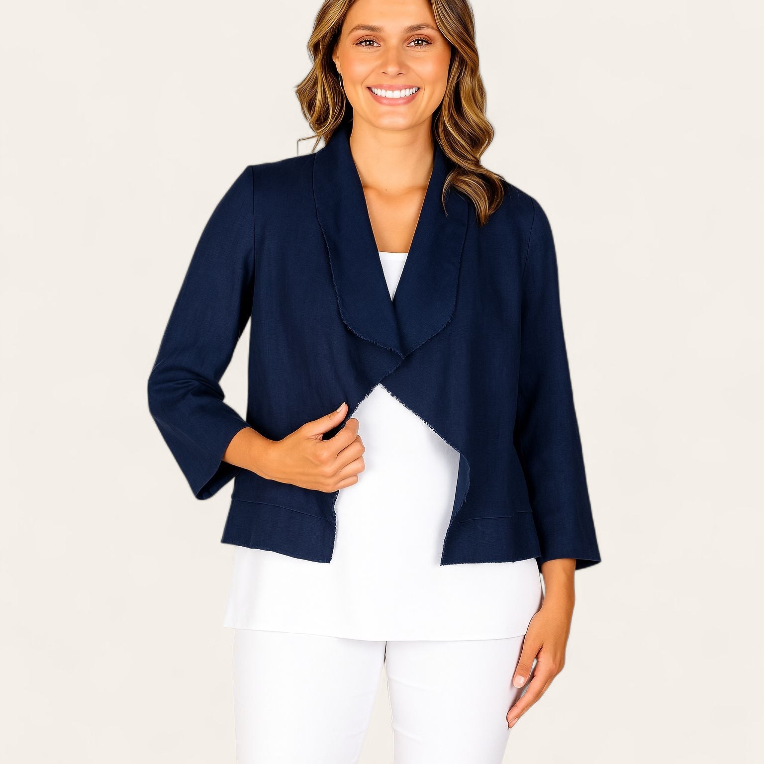 Maglia - Lux Linen Hayley Jacket-Navy
