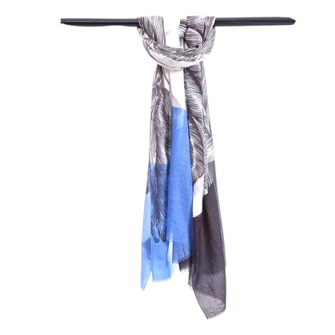 JJSisters - Cashmere Wool Palm Leaf Print Scarf