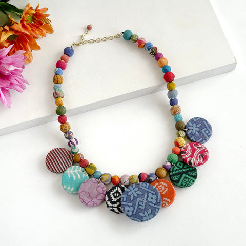 WorldFinds - Kantha Fluid Disc Necklace