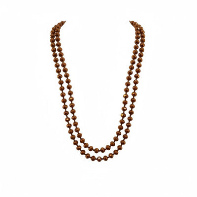 MCLuxe - Hand knotted Glass Crystal Bead Necklace - Bronze Tones