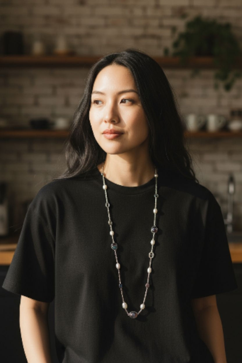 MCLuxe - Platinum Plated Longstation Multigem Necklace