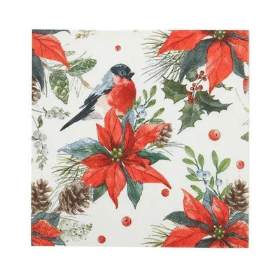 CTC - Poinsettia Napkin Red & White