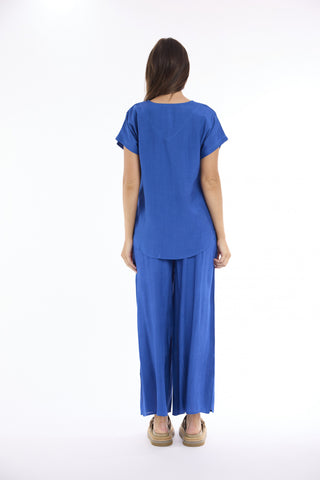 Escape by OQ - Lux V Neck Top - Blue