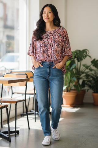 Mansted - Esther Multi Dot Wedge Top-Coral