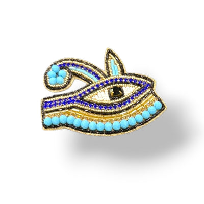 Blue Scarab - Statement Hand Beaded Brooch-Eye of Protection