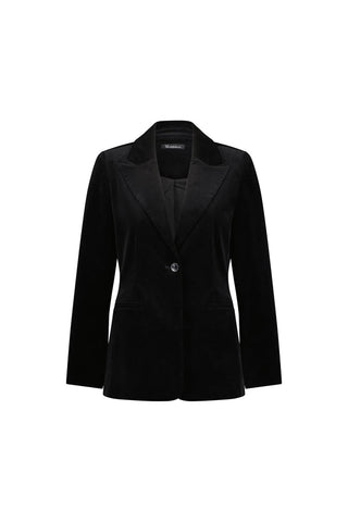 Vassalli - Shaped Lined Cord Blazer with Back Vent and Button Cuff Detail - Black