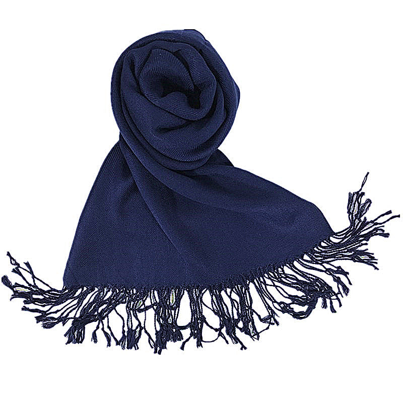 AUTN - Plain Pashmina Wrap - Navy - 8407-25